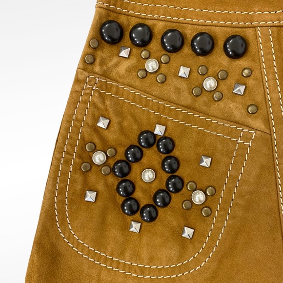 Coach Runway Tan Lamb Suede Studded Skirt NWOT Size 4 - Picture 3 of 8